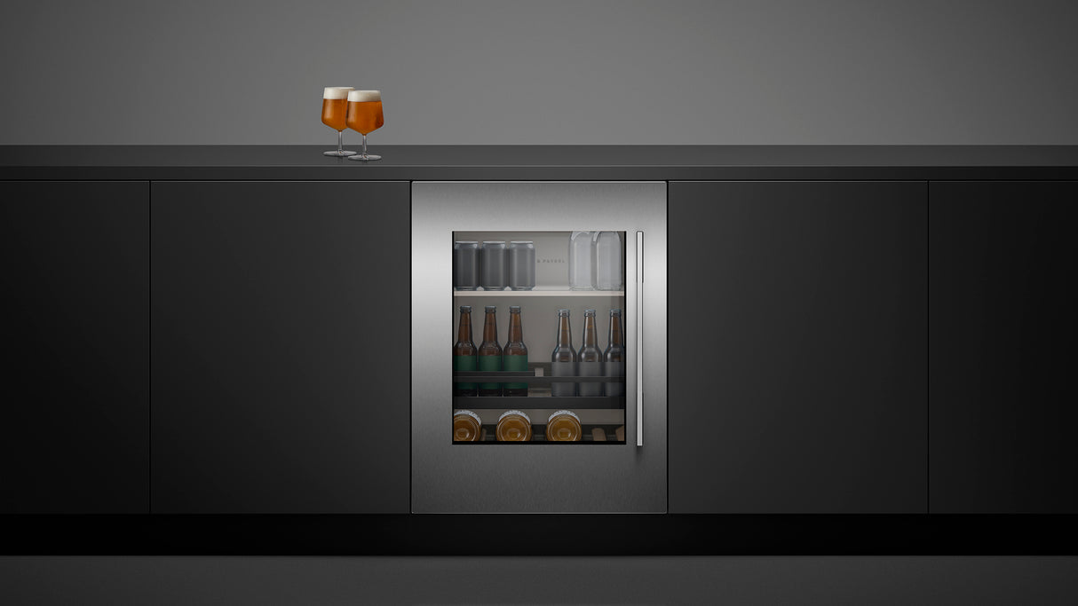 Fisher & Paykel RS2435SBLT1 24" Series 9 Integrated Beverage Center, 4.6 cu. ft., Panel Ready Glass Door, Left Hinge (Reversible Door) - In-Situ Kitchen View