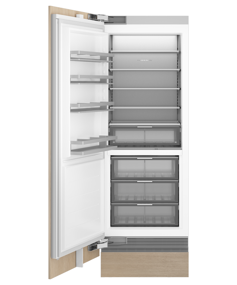Fisher & Paykel RS3084SLHE1 column refrigerator angled studio view, panel ready