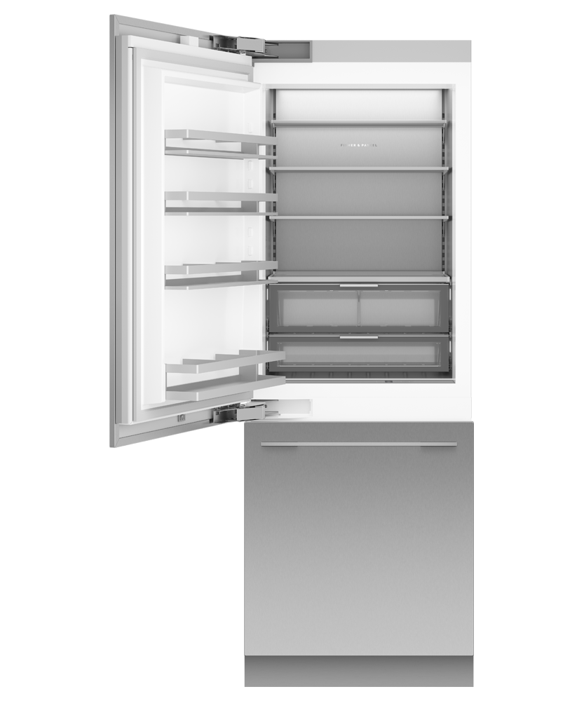 Fisher & Paykel RS3084WLUE1 30" Series 11 Integrated Column Refrigerator Freezer, Ice & Water, Panel Ready, Left Hinge - Angle View