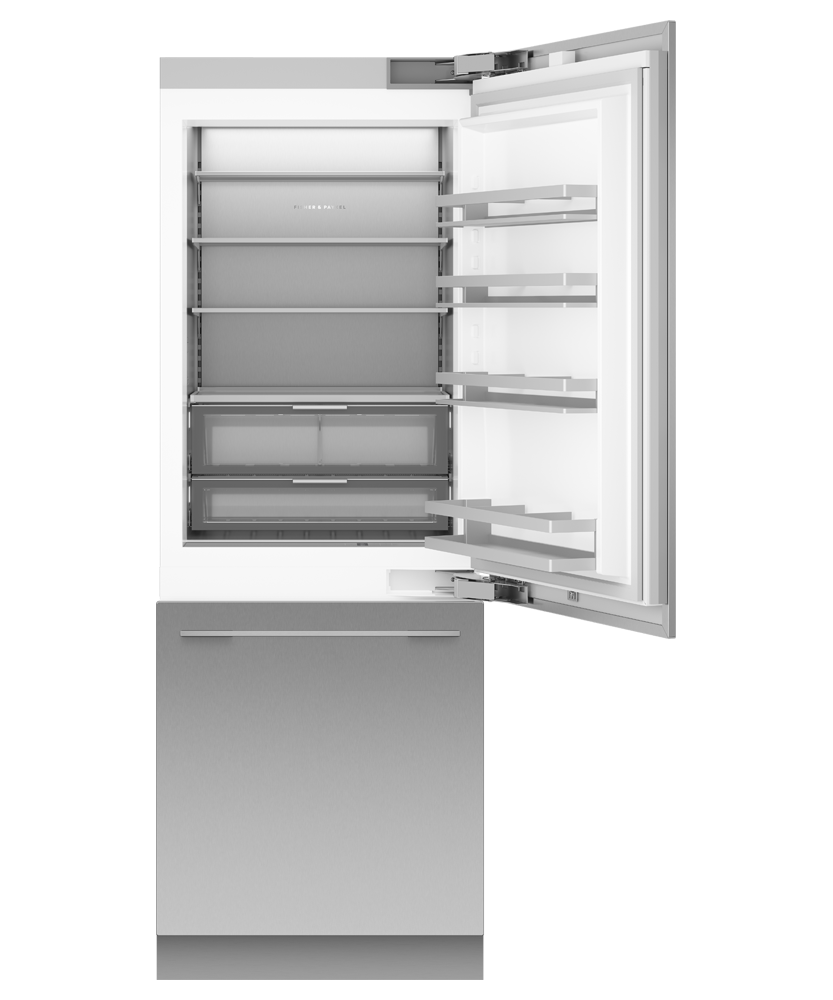 Fisher & Paykel RS3084WRUE1 30" Series 11 Integrated Column Refrigerator Freezer, Ice & Water, Panel Ready, Right Hinge - Angle View