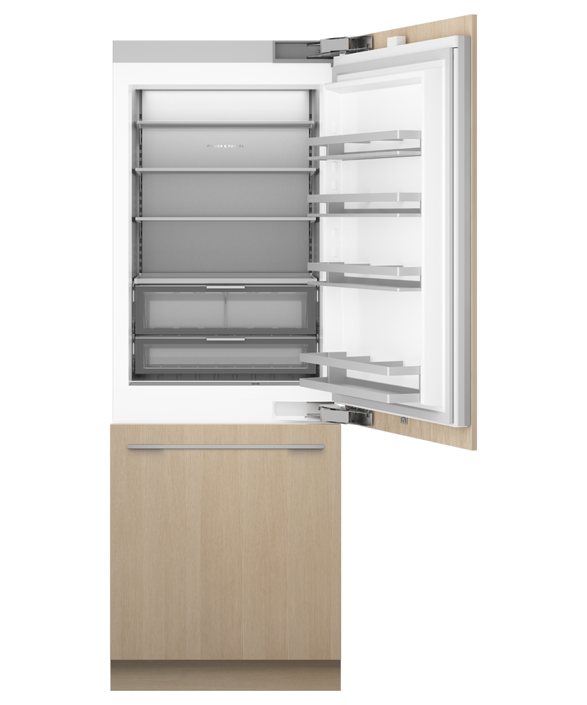Fisher & Paykel RS3084WRUE1 30" Series 11 Integrated Column Refrigerator Freezer, Ice & Water, Panel Ready, Right Hinge - Angle View