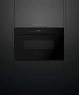Fisher & Paykel 24 inch Series 7 Contemporary Microwave Drawer in black glass, angled view