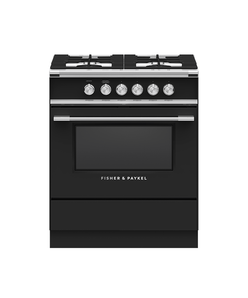 Fisher & Paykel OR30SCG4B1 range with matching kickstrip accessory