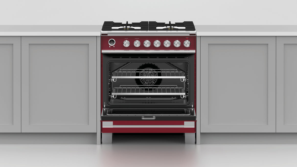 Fisher & Paykel OR30SCG6R1 30-inch Classic Dual Fuel Range, Red - Image 7