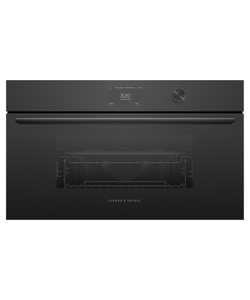 Fisher & Paykel OM30NCTDB3 30-inch Contemporary Compact Convection-Speed Oven Black Glass - Front View