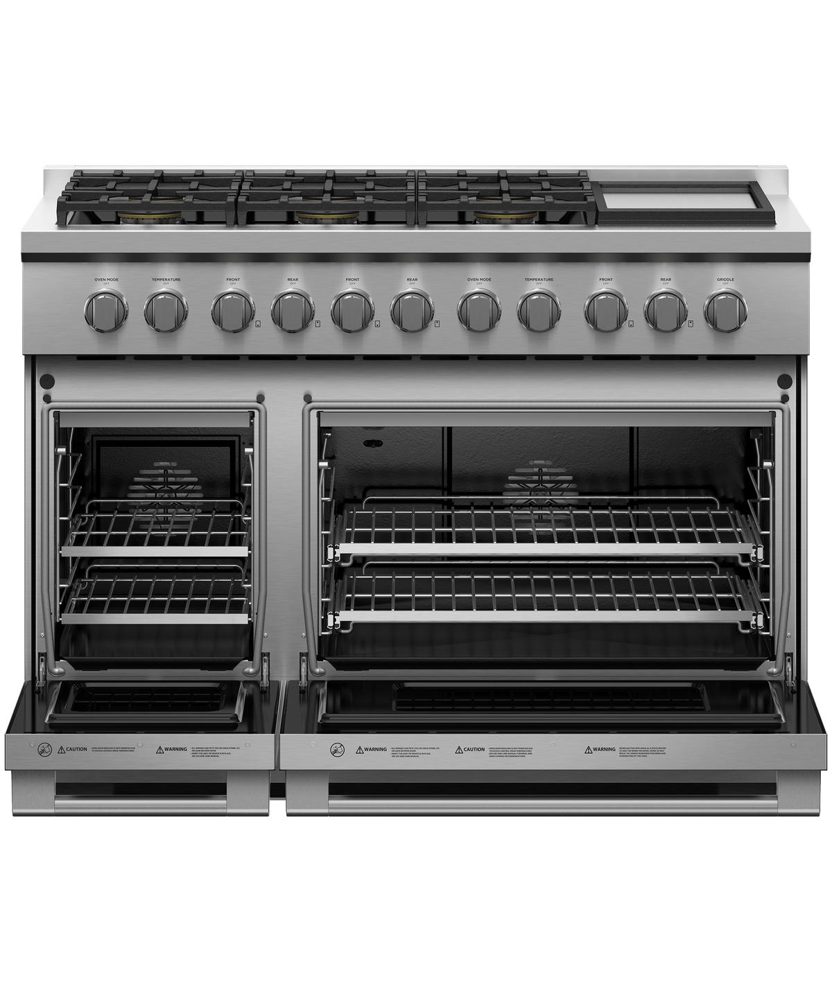 Fisher & Paykel RGV3-486GD-N 48-inch Professional 6 Burner Gas Range with Griddle - Angle View