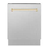 ZLINE Autograph Edition 24" 3rd Rack Top Control Tall Tub Dishwasher in DuraSnow Stainless Steel with Accent Handle, 51dBa (DWVZ-SN-24) [Color: Gold] - (DWVZSN24G)