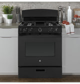 GE JGBS30DEKBB - 30 in. 4.8 cu. ft. Gas Range with 4 Sealed Burners - Black