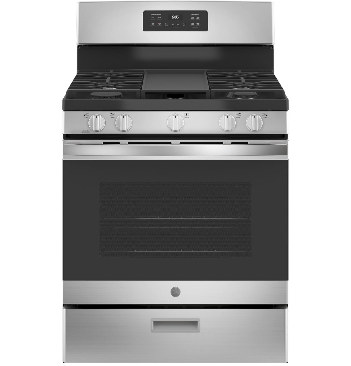 GE JGBS66REKSS - 30 in. 5 cu. ft. Gas Range with 5 Sealed Burners & Griddle - Stainless Steel
