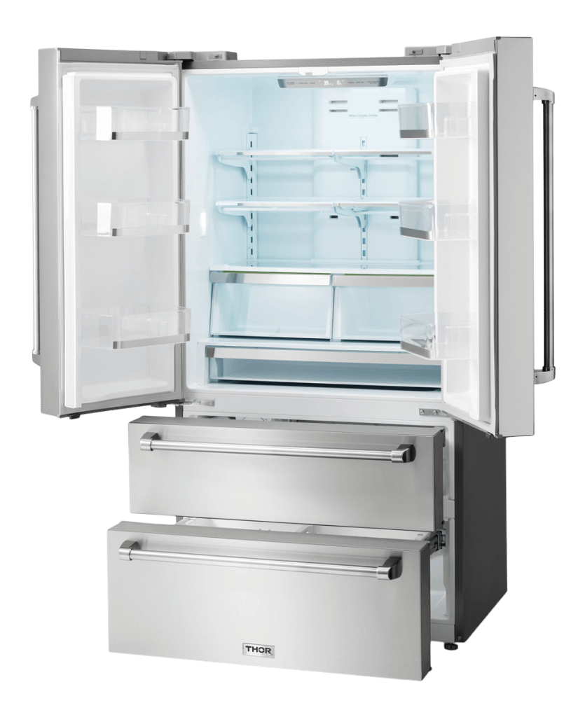 Thor Kitchen 36 Inch Professional French Door Refrigerator With Freezer Drawers - Model Trf3602 - (TRF3602) - THOR KITCHEN