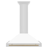 ZLINE 36 in. Autograph Edition Convertible Stainless Steel Range Hood with White Matte Shell (KB4STZ-WM36) [Color: Champagne Bronze Accents] - (KB4STZWM36CB)