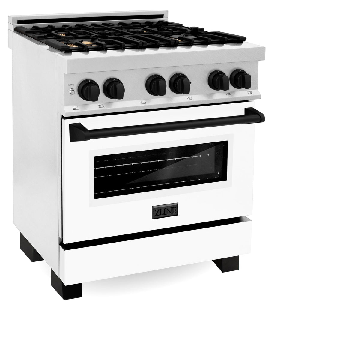 ZLINE Autograph Edition 30" 4.0 cu. ft. Dual Fuel Range with Gas Stove and Electric Oven in DuraSnow Stainless Steel with White Matte Door and Accents (RASZ-WM-30) [Color: Matte Black] - (RASZWM30MB)