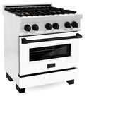 ZLINE Autograph Edition 30" 4.0 cu. ft. Dual Fuel Range with Gas Stove and Electric Oven in DuraSnow Stainless Steel with White Matte Door and Accents (RASZ-WM-30) [Color: Matte Black] - (RASZWM30MB)