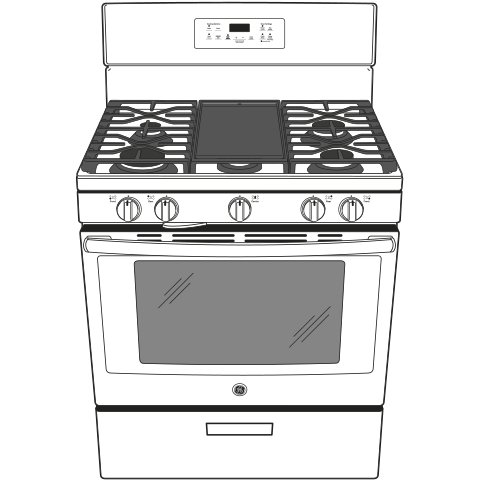 GE JGBS66DEKBB - 30 in. 5 cu. ft. Gas Range with 5 Sealed Burners & Griddle - Black