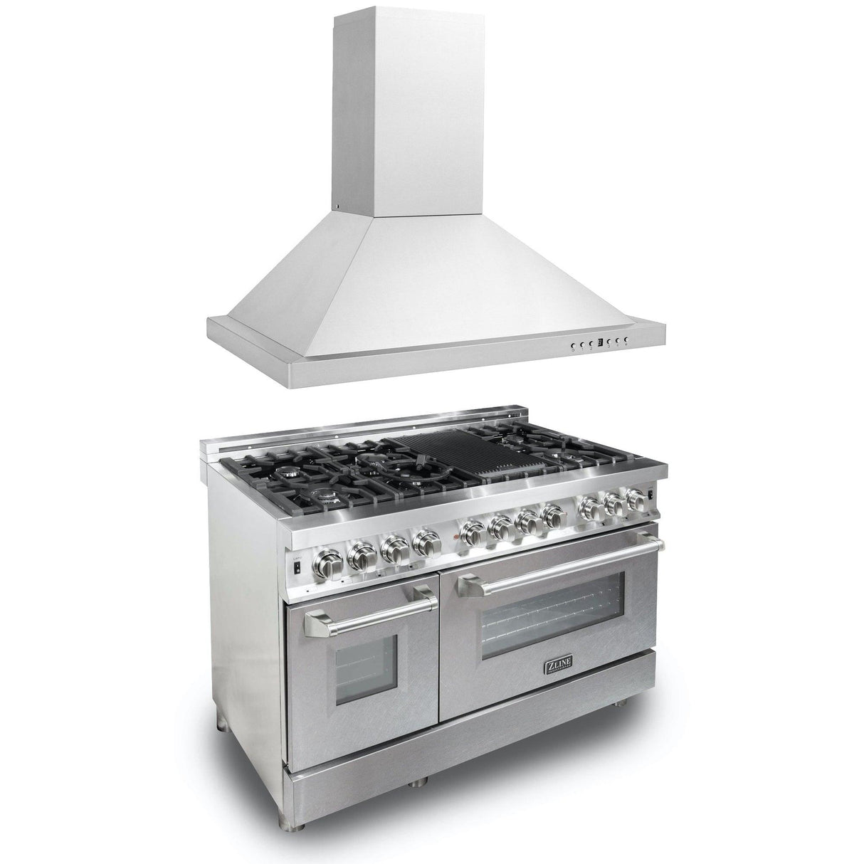 ZLINE 48 in. Kitchen Package with Stainless Steel Dual Fuel Range with DuraSnow Door and Convertible Vent Range Hood (2KP-RASNRH48) - (2KPRASNRH48)