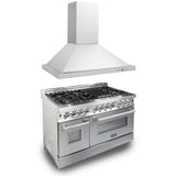 ZLINE 48 in. Kitchen Package with Stainless Steel Dual Fuel Range with DuraSnow Door and Convertible Vent Range Hood (2KP-RASNRH48) - (2KPRASNRH48)