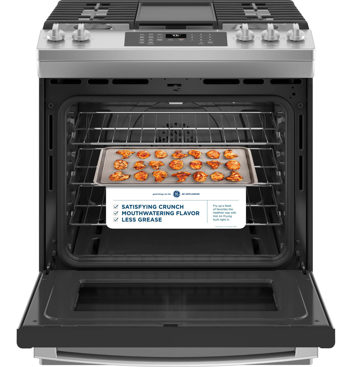 GE(R) 30" Slide-In Front-Control Convection Gas Range with No Preheat Air Fry - (JGS760SPSS)