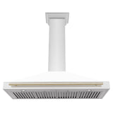 ZLINE 48 in. Autograph Edition Convertible Stainless Steel Range Hood with White Matte Shell and Champagne Bronze Accents (KB4STZ-WM48-CB) [Color: Gold Accents] - (KB4STZWM48G)