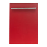 ZLINE 18 in. Compact Top Control Dishwasher with Stainless Steel Tub and Modern Style Handle, 52 dBa (DW-18) [Color: Red Matte] - (DWRMH18)