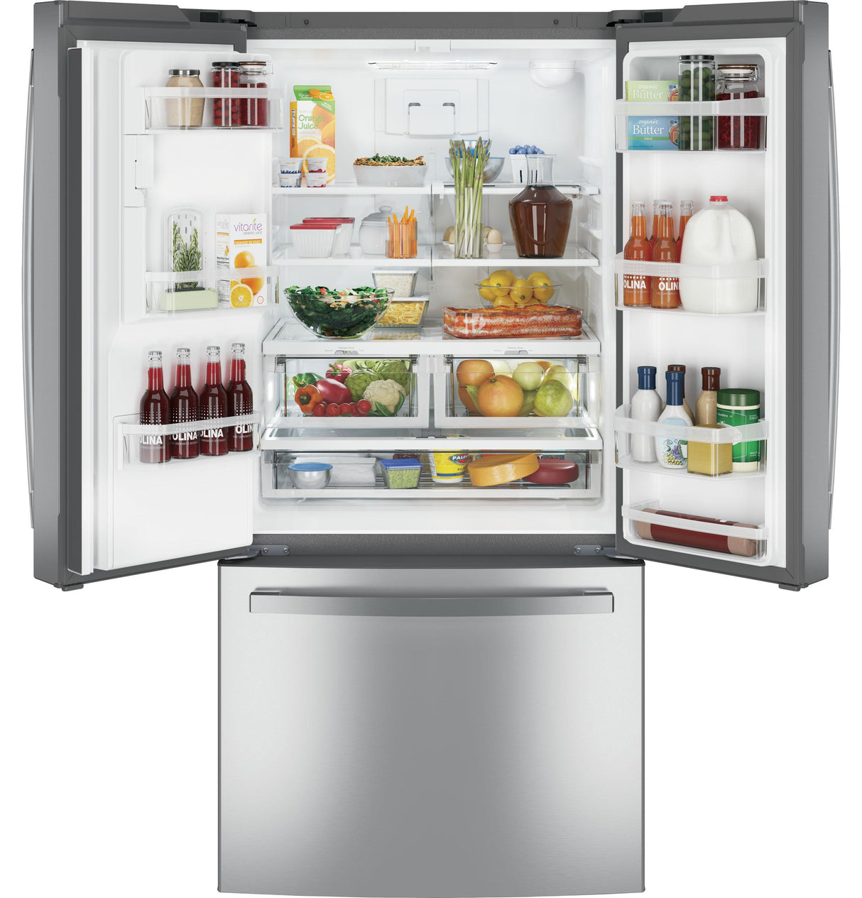 GE GFE24JYKFS - 33 in. 23.6 cu. ft. French Door Refrigerator with Ice & Water Dispenser - Fingerprint Resistant Stainless