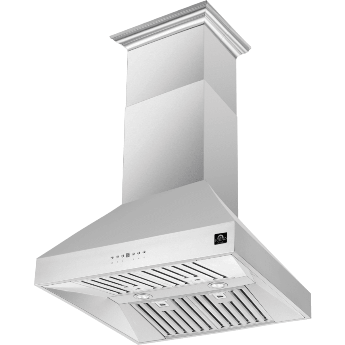 Forno Coppito FRHIS512936 Island Mount Range Hood with 4-Speed, Touch Button Control, Halogen Lighting, Dishwasher-Safe Baffle Filter, and Delay Shut-Off: 36 Inch, 1200 CFM
