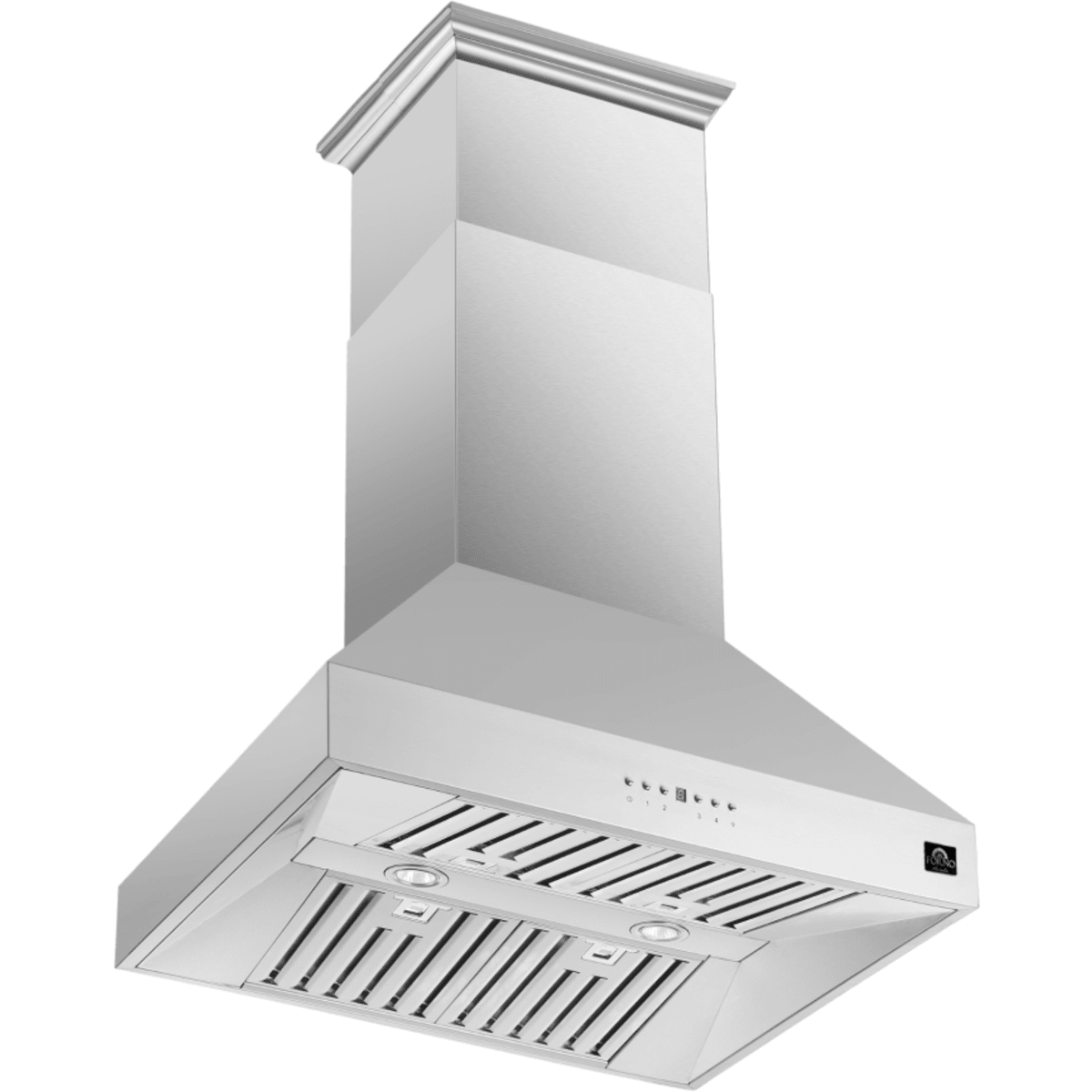 Forno Coppito FRHIS512936 Island Mount Range Hood with 4-Speed, Touch Button Control, Halogen Lighting, Dishwasher-Safe Baffle Filter, and Delay Shut-Off: 36 Inch, 1200 CFM