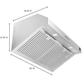 Forno Espresso - Bari FRHUC525530 30 Inch Under Cabinet Range Hood with 4-Speed/400 CFM Blower, Push Button Control, LED Lighting, and Hybrid Filter: Stainless Steel