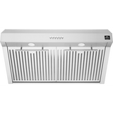 Forno Espresso - Bari FRHUC525530 30 Inch Under Cabinet Range Hood with 4-Speed/400 CFM Blower, Push Button Control, LED Lighting, and Hybrid Filter: Stainless Steel