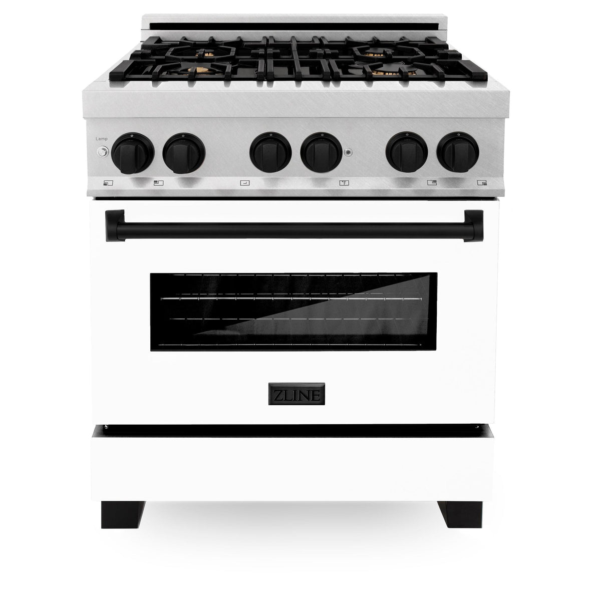 ZLINE Autograph Edition 30" 4.0 cu. ft. Dual Fuel Range with Gas Stove and Electric Oven in DuraSnow Stainless Steel with White Matte Door and Accents (RASZ-WM-30) [Color: Matte Black] - (RASZWM30MB)