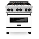 ZLINE Autograph Edition 30" 4.0 cu. ft. Dual Fuel Range with Gas Stove and Electric Oven in DuraSnow Stainless Steel with White Matte Door and Accents (RASZ-WM-30) [Color: Matte Black] - (RASZWM30MB)