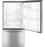GE GDE25EYKFS - 33 in. 24.8 cu. ft. Bottom Freezer Refrigerator with Ice Maker - Fingerprint Resistant Stainless
