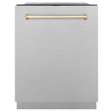 ZLINE Autograph Edition 24" 3rd Rack Top Touch Control Tall Tub Dishwasher in DuraSnow Stainless Steel with Accent Handle, 45dBa (DWMTZ-SN-24) [Color: Gold] - (DWMTZSN24G)