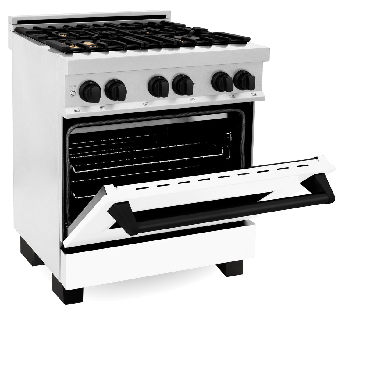 ZLINE Autograph Edition 30" 4.0 cu. ft. Dual Fuel Range with Gas Stove and Electric Oven in DuraSnow Stainless Steel with White Matte Door and Accents (RASZ-WM-30) [Color: Matte Black] - (RASZWM30MB)
