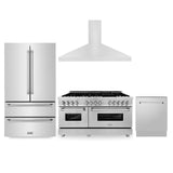 ZLINE Kitchen Package with Refrigeration, 60 in. Stainless Steel Dual Fuel Range, 60 in. Convertible Vent Range Hood and 24 in. Tall Tub Dishwasher (4KPR-RARH60-DWV) - (4KPRRARH60DWV)