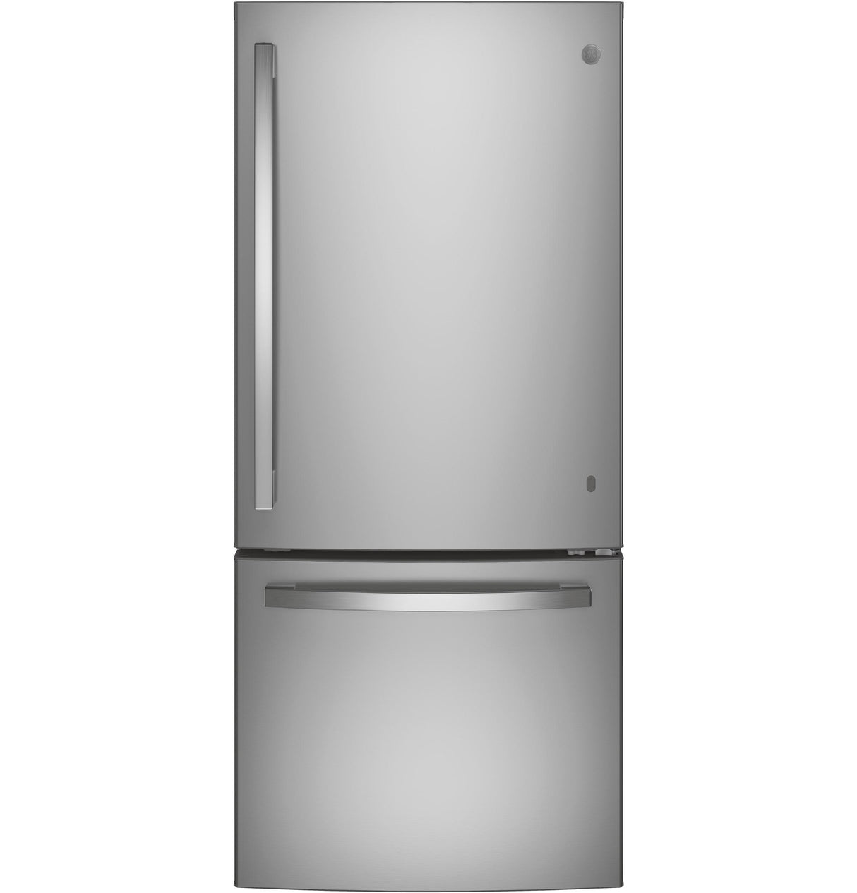 GE(R) ENERGY STAR(R) 21.0 Cu. Ft. Bottom-Freezer Refrigerator Fingerprint Resistant Stainless- (GDE21EYKFS)
