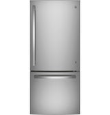 GE(R) ENERGY STAR(R) 21.0 Cu. Ft. Bottom-Freezer Refrigerator Fingerprint Resistant Stainless- (GDE21EYKFS)