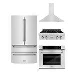 ZLINE Kitchen Package with Refrigeration, 30 in. Stainless Steel Rangetop, 30 in. Range Hood and 30 in. Single Wall Oven (4KPR-RTRH30-AWS) - (4KPRRTRH30AWS)