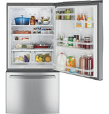 GE GDE25EYKFS - 33 in. 24.8 cu. ft. Bottom Freezer Refrigerator with Ice Maker - Fingerprint Resistant Stainless