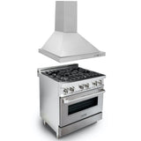 ZLINE 30 in. Kitchen Package with Stainless Steel Dual Fuel Range with DuraSnow Door and Convertible Vent Range Hood (2KP-RASNRH30) - (2KPRASNRH30)