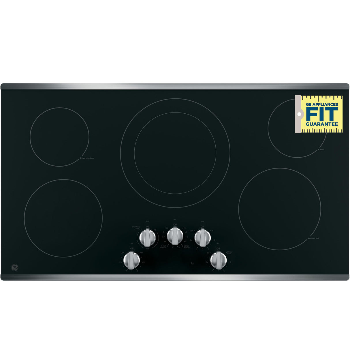 GE JP3036SLSS - 36 in. 5-Burner Electric Cooktop with Simmer Burner & Power Burner - Stainless Steel