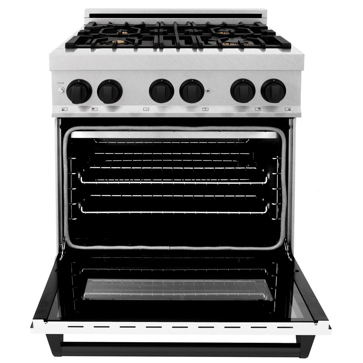 ZLINE Autograph Edition 30" 4.0 cu. ft. Dual Fuel Range with Gas Stove and Electric Oven in DuraSnow Stainless Steel with White Matte Door and Accents (RASZ-WM-30) [Color: Matte Black] - (RASZWM30MB)