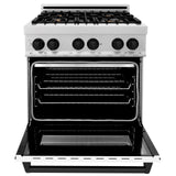 ZLINE Autograph Edition 30" 4.0 cu. ft. Dual Fuel Range with Gas Stove and Electric Oven in DuraSnow Stainless Steel with White Matte Door and Accents (RASZ-WM-30) [Color: Matte Black] - (RASZWM30MB)