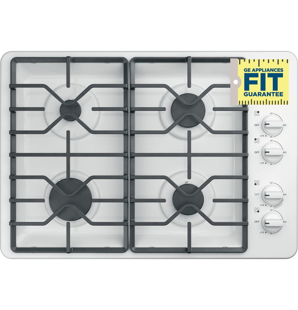 GE JGP3030DLWW - 30 in. 4-Burner Natural Gas Cooktop with Simmer Burner & Power Burner - White