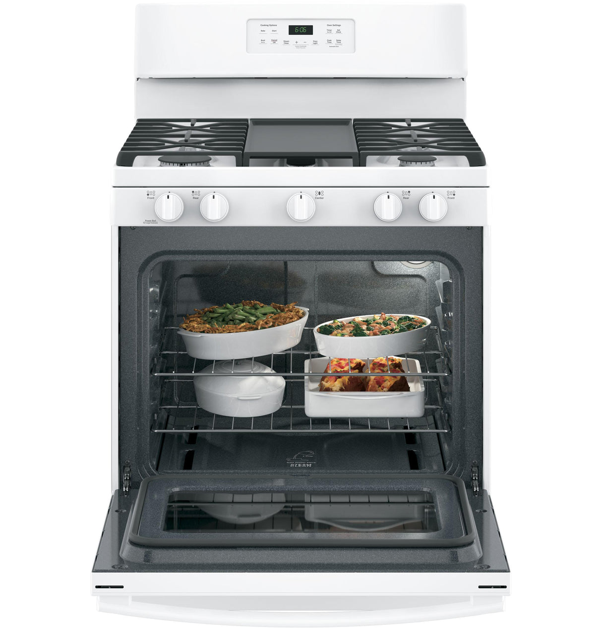 GE JGBS66DEKWW - 30 in. 5 cu. ft. Gas Range with 5 Sealed Burners & Griddle - White