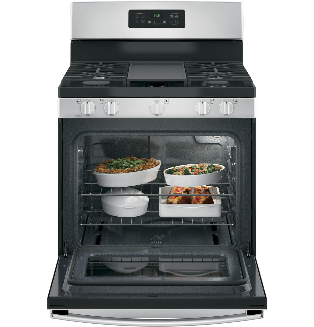 GE JGBS66REKSS - 30 in. 5 cu. ft. Gas Range with 5 Sealed Burners & Griddle - Stainless Steel