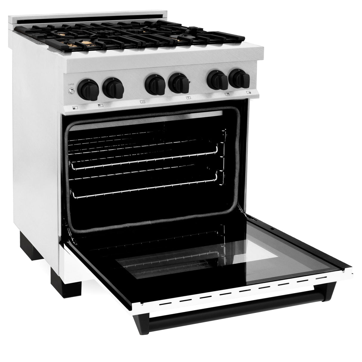 ZLINE Autograph Edition 30" 4.0 cu. ft. Dual Fuel Range with Gas Stove and Electric Oven in DuraSnow Stainless Steel with White Matte Door and Accents (RASZ-WM-30) [Color: Matte Black] - (RASZWM30MB)
