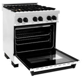 ZLINE Autograph Edition 30" 4.0 cu. ft. Dual Fuel Range with Gas Stove and Electric Oven in DuraSnow Stainless Steel with White Matte Door and Accents (RASZ-WM-30) [Color: Matte Black] - (RASZWM30MB)