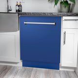 ZLINE 24" Tallac Series 3rd Rack Dishwasher with Traditional Handle, 51dBa (DWV-24) [Color: Blue Matte] - (DWVBM24)