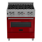 ZLINE 36 in. Professional Dual Fuel Range in DuraSnow Stainless Steel with Color Door Finishes [Color: Red Gloss] - (RASRG36)