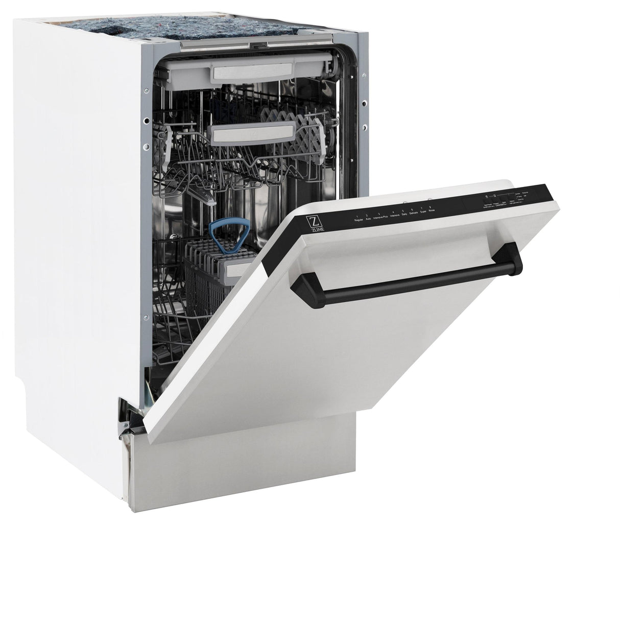 ZLINE Autograph Edition 18' Compact 3rd Rack Top Control Dishwasher in Stainless Steel with Accent Handle, 51dBa (DWVZ-304-18) [Color: Matte Black] - (DWVZ30418MB)